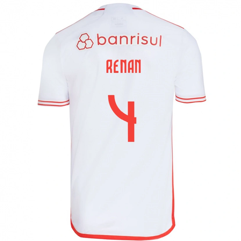 Danxen Hombre Camiseta Robert Renan #4 Rojo Blanco 2ª Equipación 2025/26 La Camisa