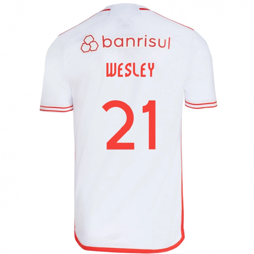 Danxen Hombre Camiseta Wesley #21 Rojo Blanco 2ª Equipación 2025/26 La Camisa