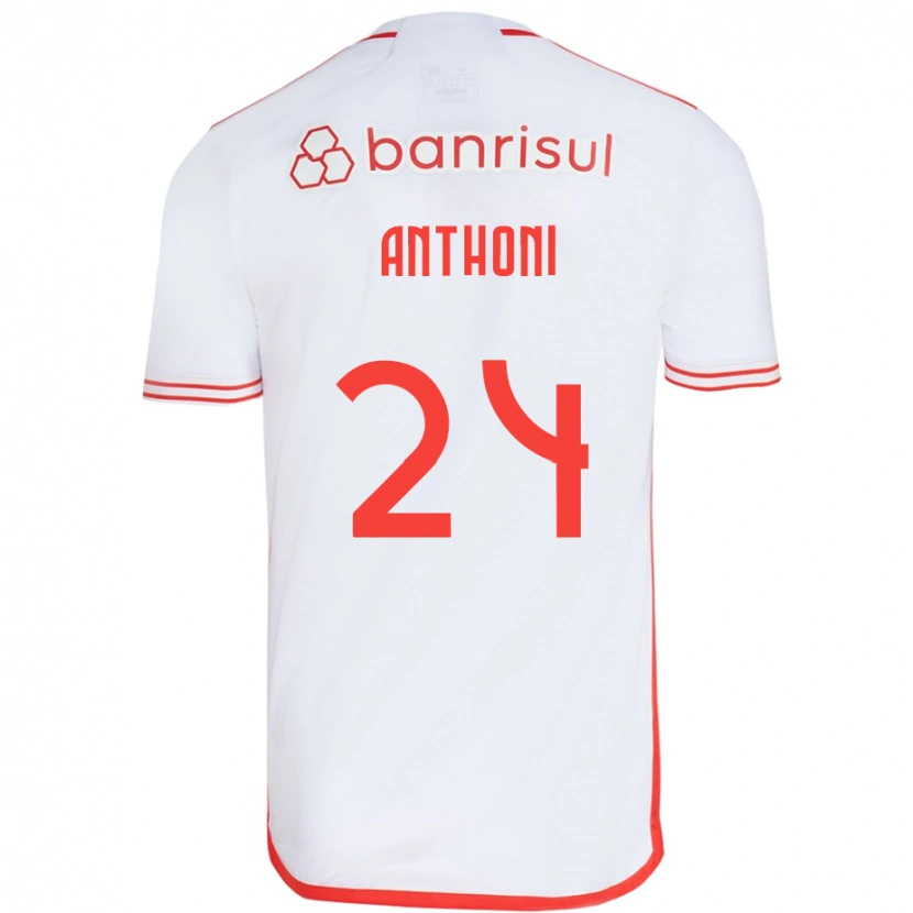 Danxen Hombre Camiseta Anthoni #24 Blanco Rojo 2ª Equipación 2025/26 La Camisa
