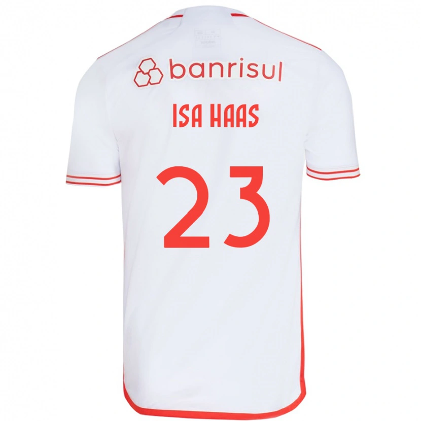 Danxen Hombre Camiseta Isa Haas #23 Blanco Rojo 2ª Equipación 2025/26 La Camisa