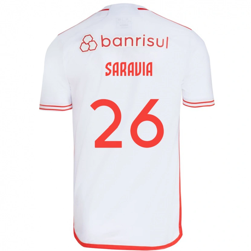 Danxen Hombre Camiseta Saravia #26 Blanco Rojo 2ª Equipación 2025/26 La Camisa