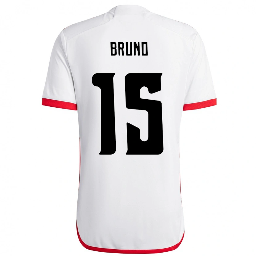 Danxen Hombre Camiseta Fabrício Bruno #15 Blanco Rojo 2ª Equipación 2025/26 La Camisa