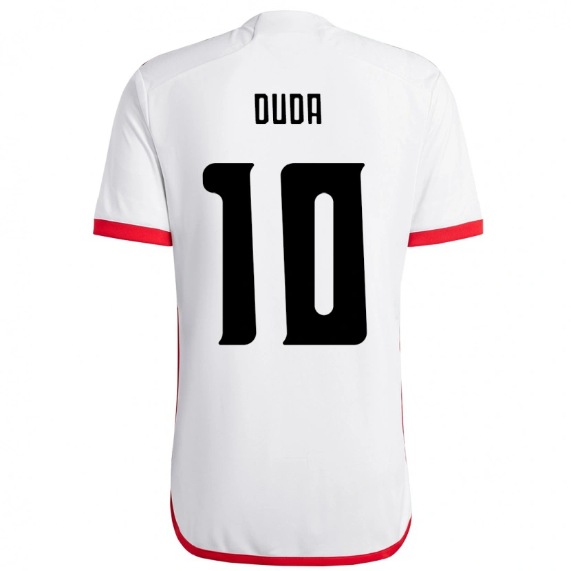 Danxen Hombre Camiseta Duda Francelino #10 Blanco Rojo 2ª Equipación 2025/26 La Camisa