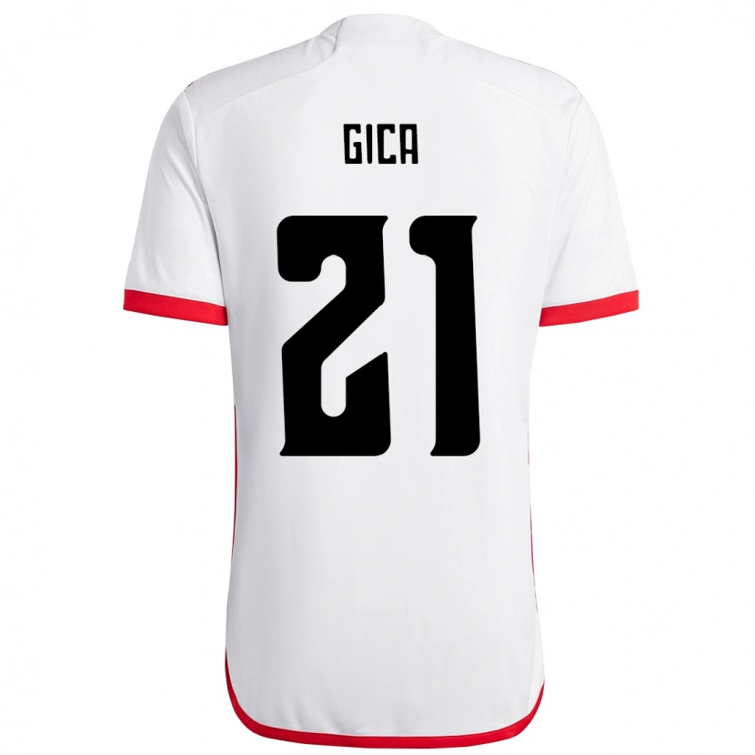 Danxen Hombre Camiseta Gica #21 Blanco Rojo 2ª Equipación 2025/26 La Camisa