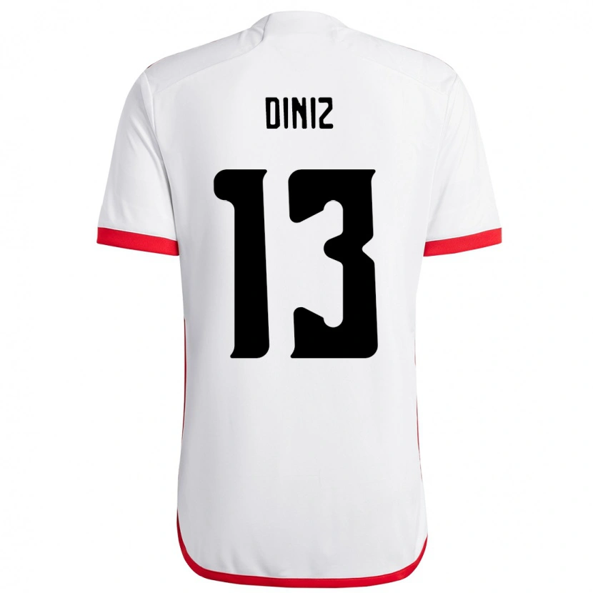 Danxen Hombre Camiseta Renata Diniz #13 Blanco Rojo 2ª Equipación 2025/26 La Camisa