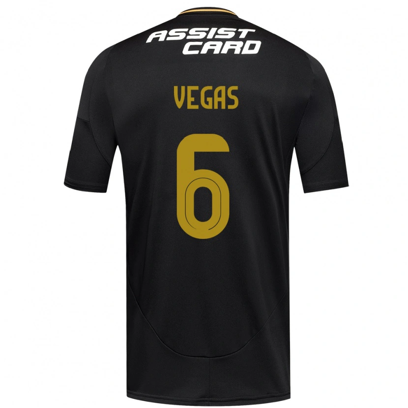 Danxen Hombre Camiseta Sebastián Vegas #6 Negro Blanco Amarillo 2ª Equipación 2025/26 La Camisa