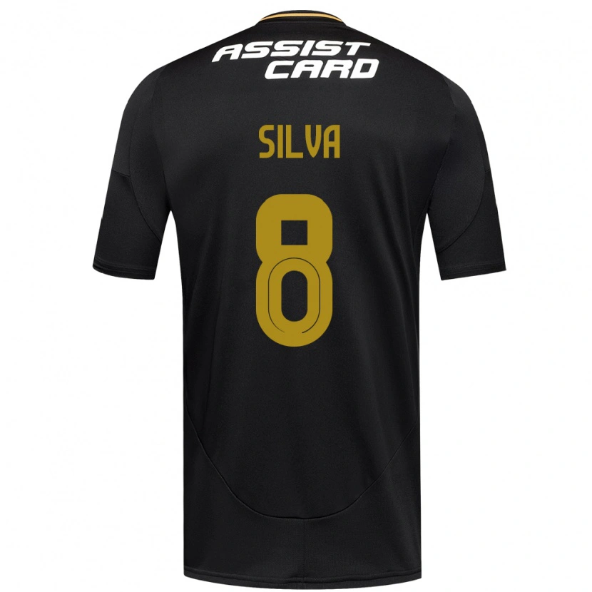 Danxen Hombre Camiseta Bastián Silva #8 Negro Blanco 2ª Equipación 2025/26 La Camisa