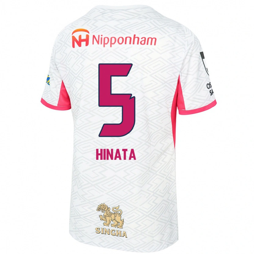 Danxen Hombre Camiseta Hinata Kida #5 Rosa Sakura Blanco 2ª Equipación 2025/26 La Camisa