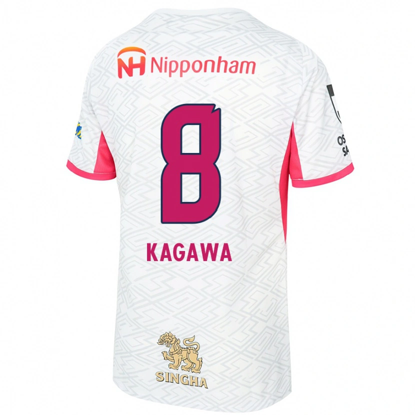 Danxen Hombre Camiseta Shinji Kagawa #8 Rosa Sakura Blanco 2ª Equipación 2025/26 La Camisa