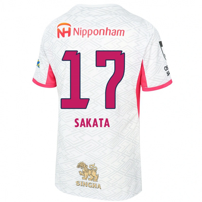 Danxen Hombre Camiseta Reiya Sakata #17 Rosa Sakura Blanco 2ª Equipación 2025/26 La Camisa