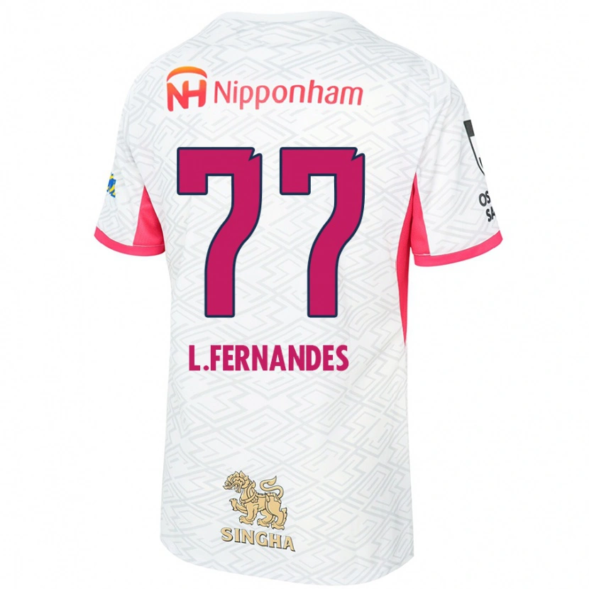 Danxen Hombre Camiseta Lucas Fernandes #77 Rosa Sakura Blanco 2ª Equipación 2025/26 La Camisa