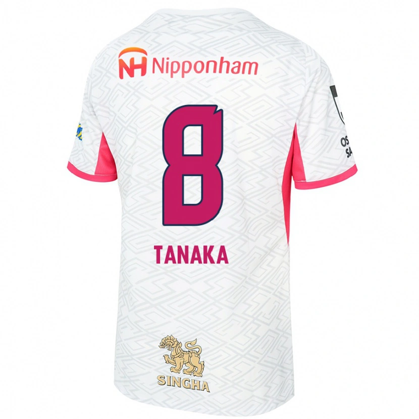 Danxen Hombre Camiseta Tomoko Tanaka #8 Rosa Sakura Blanco 2ª Equipación 2025/26 La Camisa