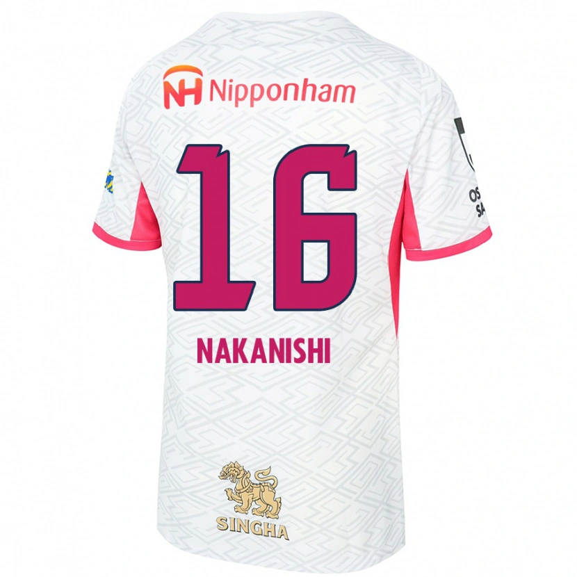 Danxen Hombre Camiseta Fuu Nakanishi #16 Rosa Sakura Blanco 2ª Equipación 2025/26 La Camisa
