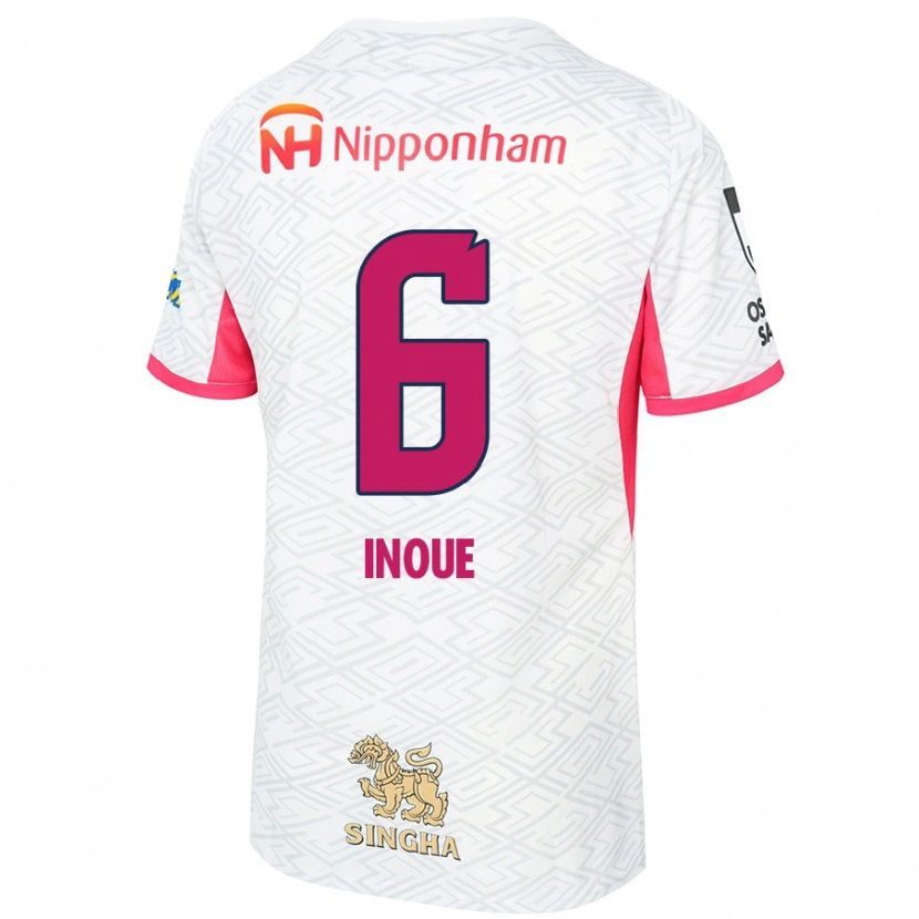 Danxen Hombre Camiseta Hina Inoue #6 Rosa Sakura Blanco 2ª Equipación 2025/26 La Camisa