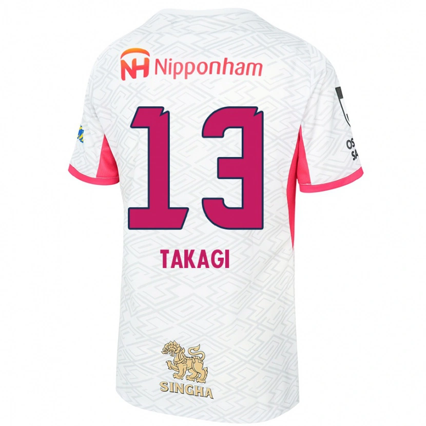 Danxen Hombre Camiseta Toshiyuki Takagi #13 Rosa Sakura Blanco 2ª Equipación 2025/26 La Camisa