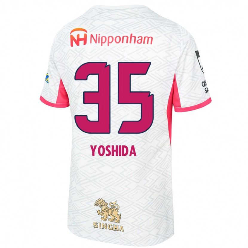 Danxen Hombre Camiseta Yuji Yoshida #35 Rosa Sakura Blanco 2ª Equipación 2025/26 La Camisa