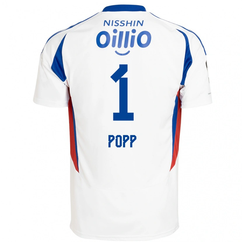 Danxen Hombre Camiseta William Popp #1 Blanco Azul Real 2ª Equipación 2025/26 La Camisa