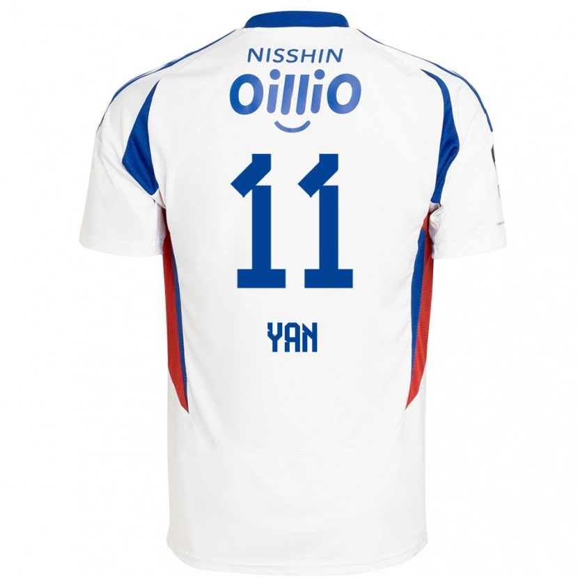Danxen Hombre Camiseta Yan Matheus #11 Blanco Azul Real 2ª Equipación 2025/26 La Camisa