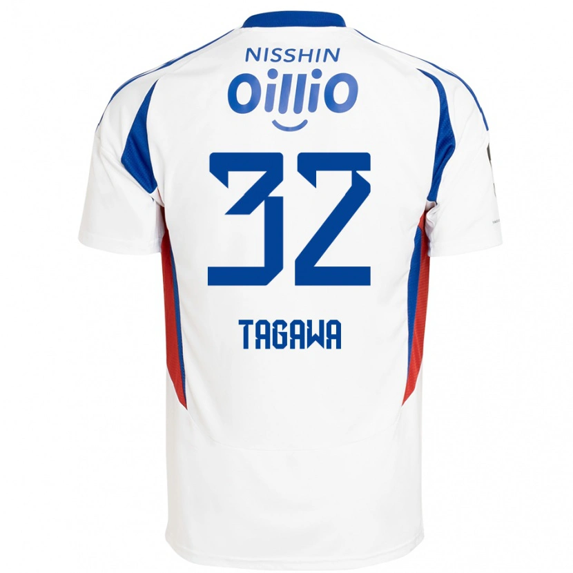 Danxen Hombre Camiseta Tomoki Tagawa #32 Blanco Azul Real 2ª Equipación 2025/26 La Camisa