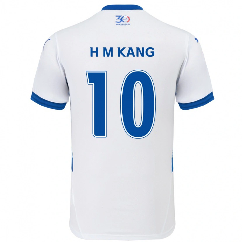 Danxen Hombre Camiseta Hyun-Muk Kang #10 Blanco Azul Real 2ª Equipación 2025/26 La Camisa