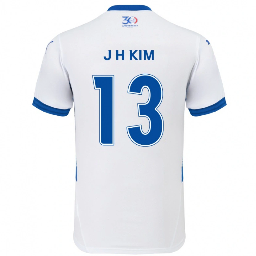 Danxen Hombre Camiseta Jung-Hoon Kim #13 Blanco Azul Real 2ª Equipación 2025/26 La Camisa