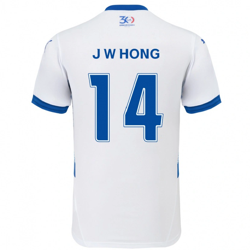 Danxen Hombre Camiseta Won-Jin Hong #14 Azul Real Blanco 2ª Equipación 2025/26 La Camisa