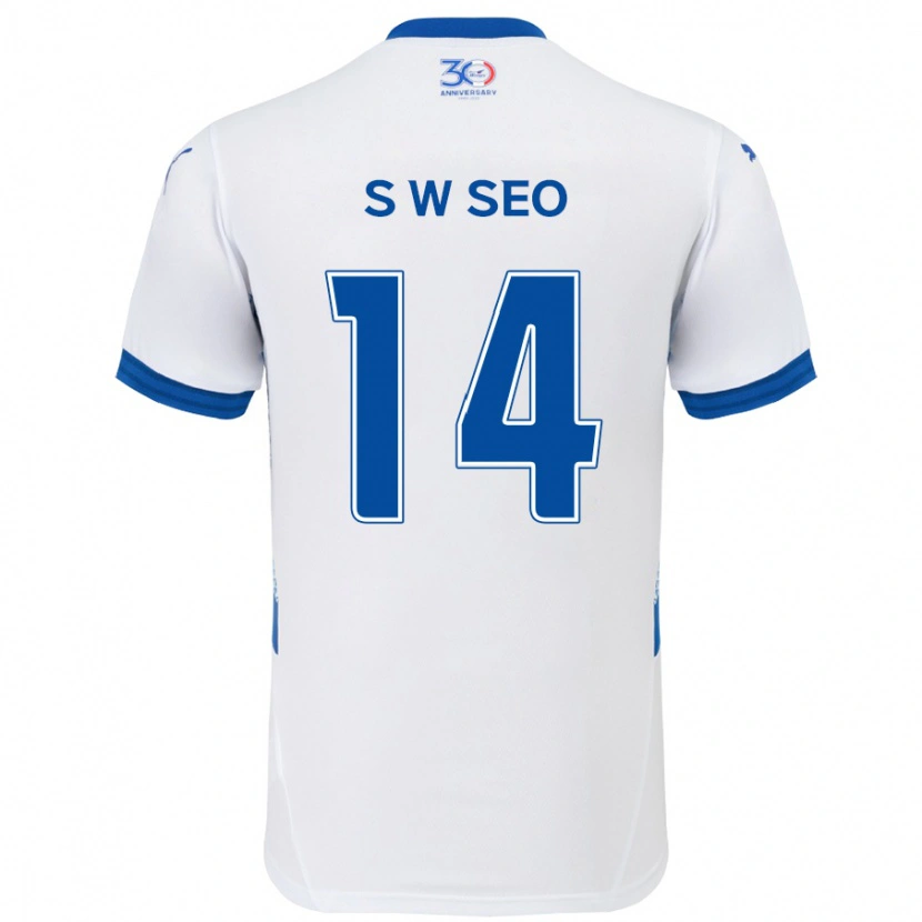 Danxen Hombre Camiseta Woo-Seong Seo #14 Azul Real Blanco 2ª Equipación 2025/26 La Camisa