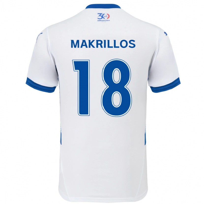 Danxen Hombre Camiseta Peter Makrillos #18 Azul Real Blanco 2ª Equipación 2025/26 La Camisa