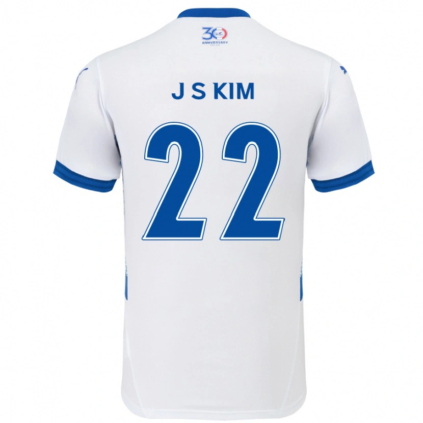 Danxen Hombre Camiseta Sang-Jun Kim #22 Azul Real Blanco 2ª Equipación 2025/26 La Camisa