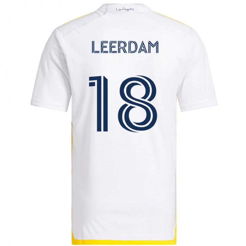 Danxen Mujer Camiseta Kelvin Leerdam #18 Blanco Amarillo 1ª Equipación 2025/26 La Camisa