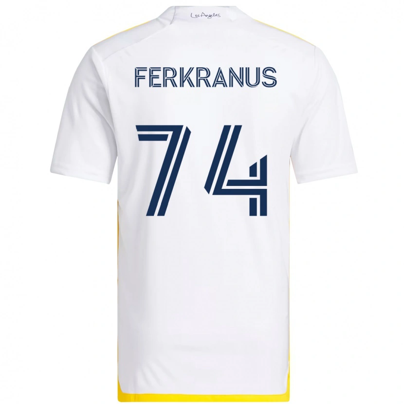 Danxen Mujer Camiseta Marcus Ferkranus #74 Blanco Amarillo 1ª Equipación 2025/26 La Camisa