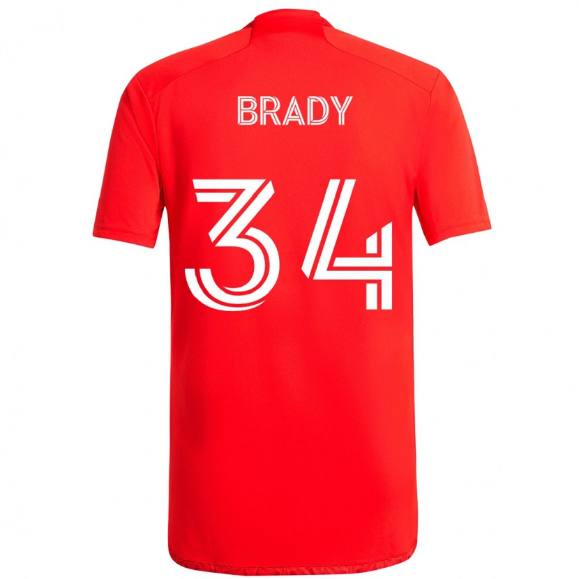 Danxen Mujer Camiseta Chris Brady #34 Rojo Blanco 1ª Equipación 2025/26 La Camisa