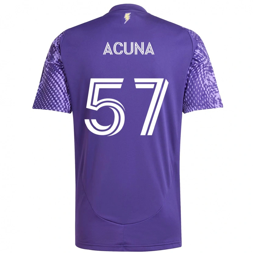 Danxen Mujer Camiseta Cristofer Acuña #57 Blanco Morado 1ª Equipación 2025/26 La Camisa