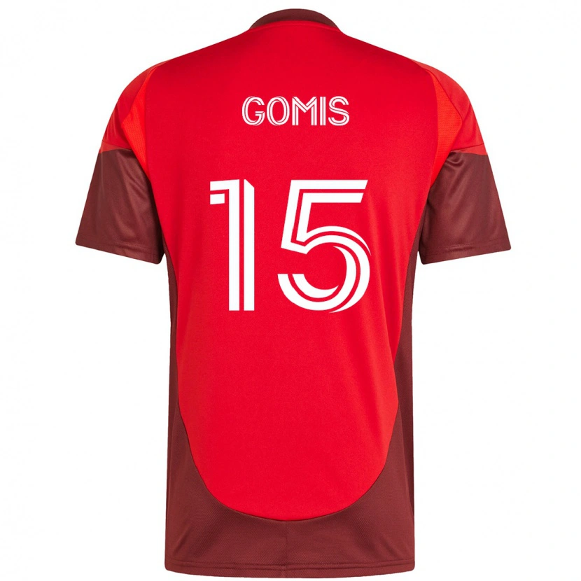 Danxen Mujer Camiseta Nicksoen Gomis #15 Blanco Rojo 1ª Equipación 2025/26 La Camisa