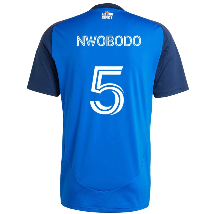 Danxen Mujer Camiseta Obinna Nwobodo #5 Blanco Azul Naranja 1ª Equipación 2025/26 La Camisa