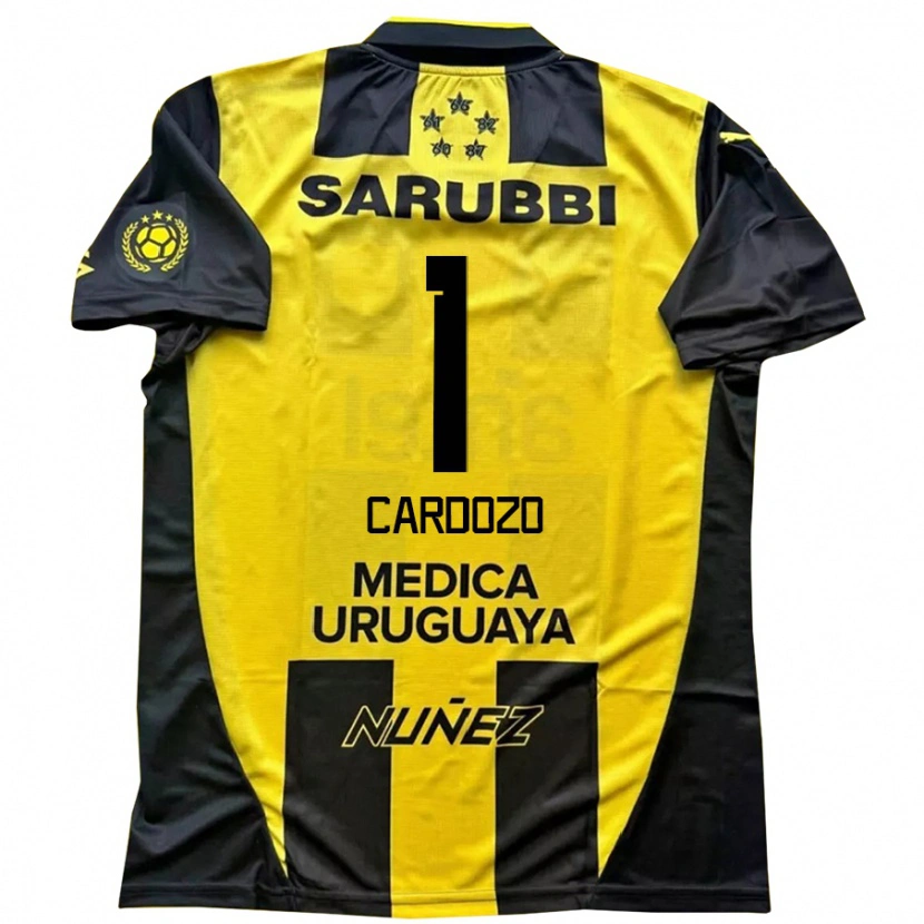 Danxen Mujer Camiseta Thiago Cardozo #1 Negro Amarillo 1ª Equipación 2025/26 La Camisa