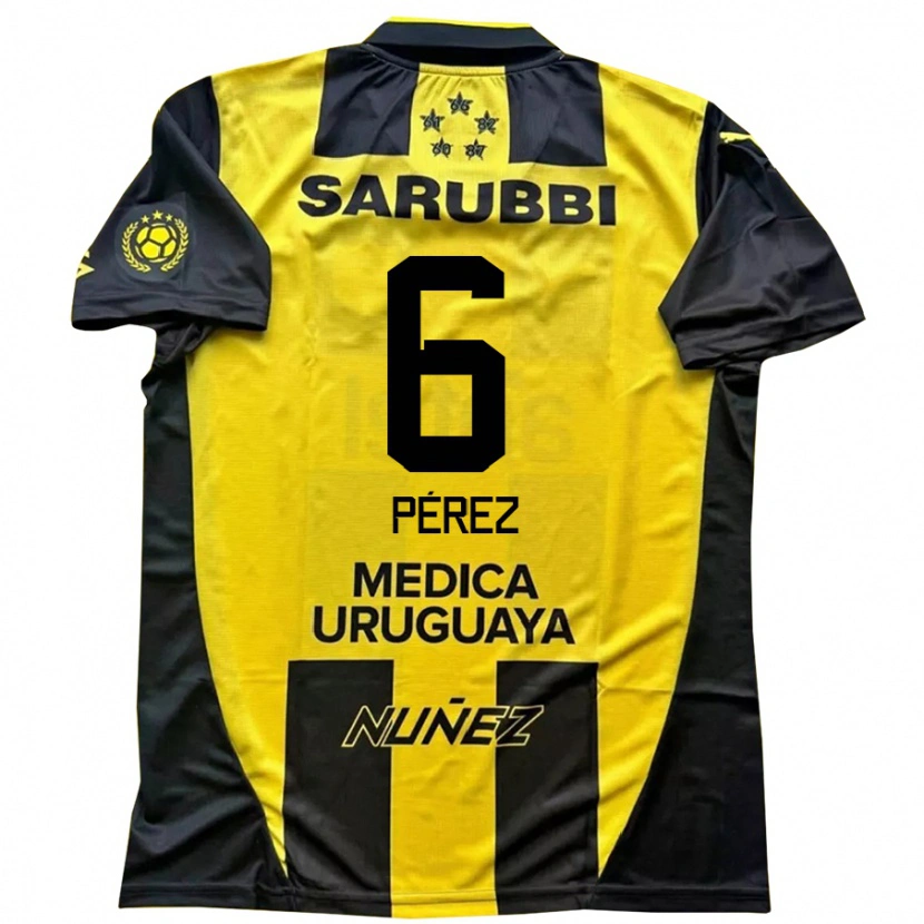 Danxen Mujer Camiseta Rodrigo Pérez #6 Negro Amarillo 1ª Equipación 2025/26 La Camisa