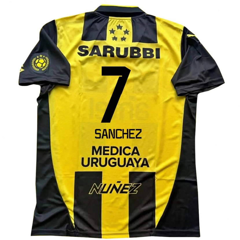 Danxen Mujer Camiseta Carlos Sánchez #7 Negro Amarillo 1ª Equipación 2025/26 La Camisa