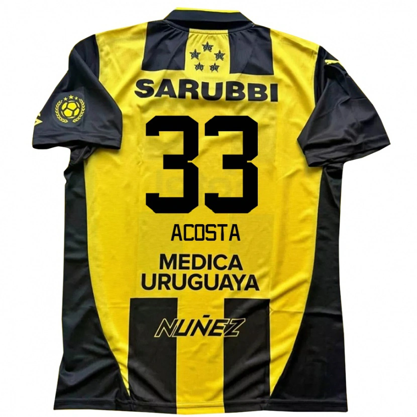 Danxen Mujer Camiseta Nahuel Acosta #33 Negro Amarillo 1ª Equipación 2025/26 La Camisa