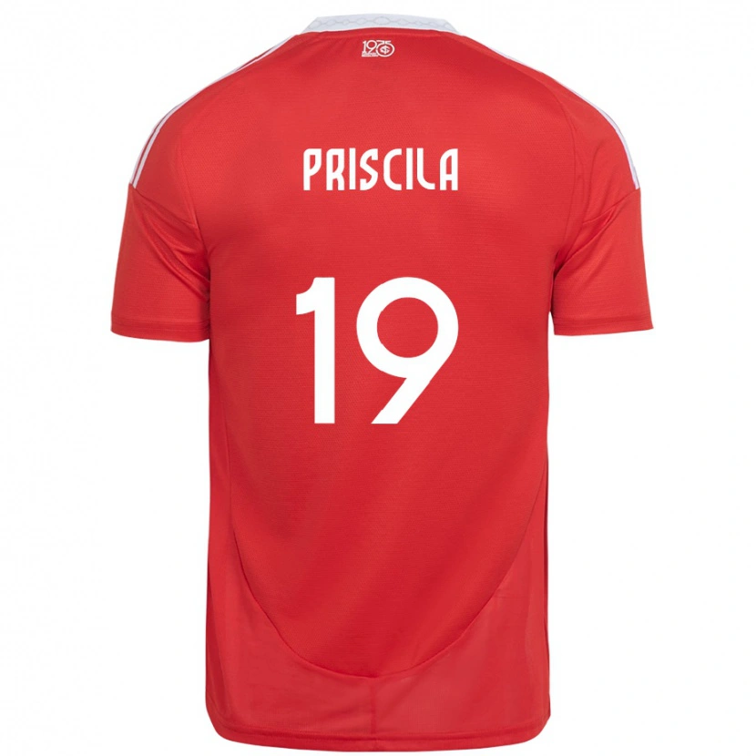 Danxen Mujer Camiseta Priscila #19 Rojo Blanco 1ª Equipación 2025/26 La Camisa