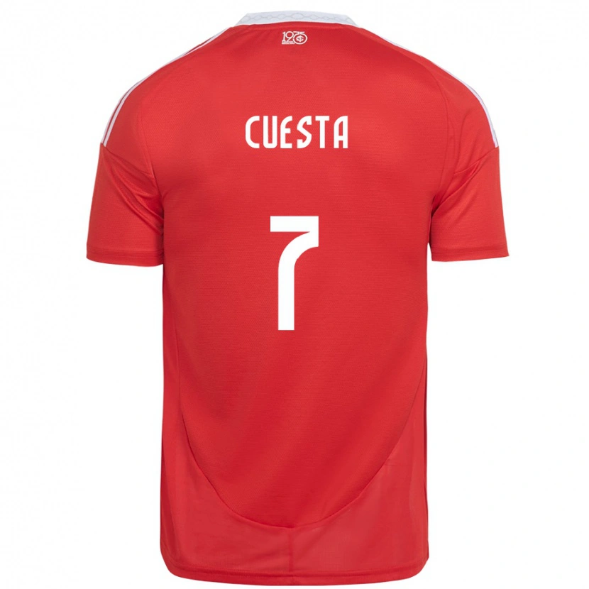 Danxen Mujer Camiseta Juan Manuel Cuesta #7 Rojo Blanco 1ª Equipación 2025/26 La Camisa