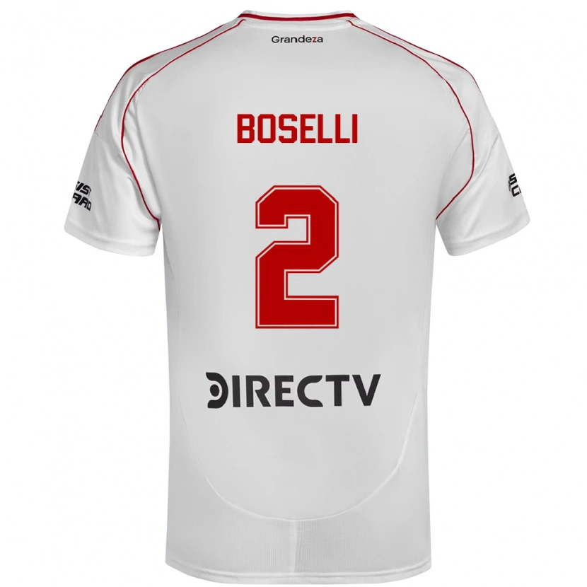 Danxen Mujer Camiseta Sebastián Boselli #2 Blanco Rojo 1ª Equipación 2025/26 La Camisa