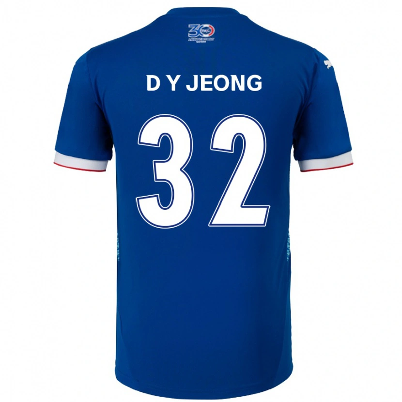Danxen Mujer Camiseta Dong-Yun Jeong #32 Blanco Azul Real 1ª Equipación 2025/26 La Camisa