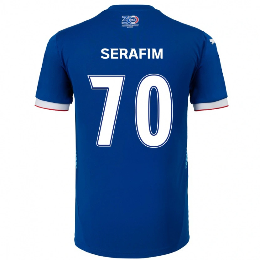 Danxen Mujer Camiseta Matheus Serafim #70 Blanco Azul Real 1ª Equipación 2025/26 La Camisa