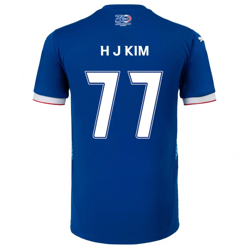Danxen Mujer Camiseta Ji-Hyun Kim #77 Blanco Azul Real 1ª Equipación 2025/26 La Camisa