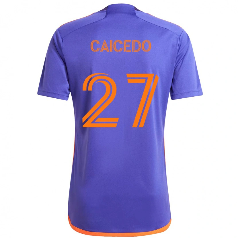 Danxen Mujer Camiseta Luis Caicedo #27 Naranja Blanco 2ª Equipación 2025/26 La Camisa