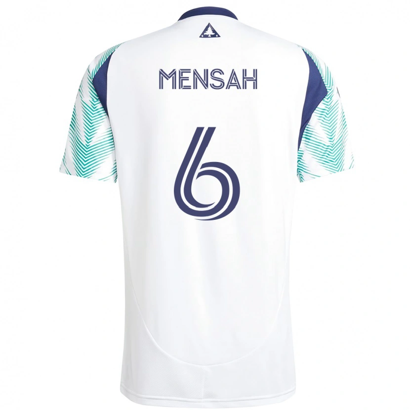 Danxen Mujer Camiseta Jonathan Mensah #6 Blanco Azul 2ª Equipación 2025/26 La Camisa