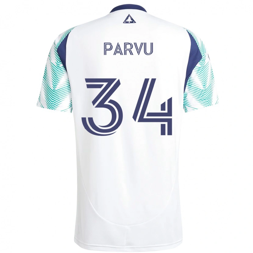 Danxen Mujer Camiseta Alexandru Parvu #34 Blanco Azul 2ª Equipación 2025/26 La Camisa