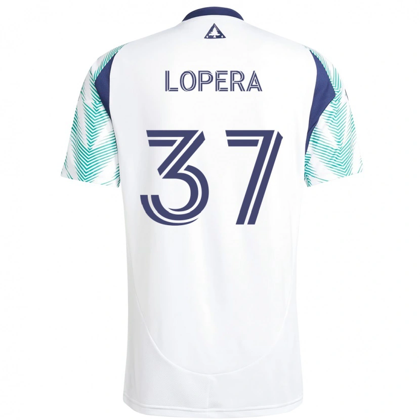 Danxen Mujer Camiseta Steban Lopera #37 Blanco Azul 2ª Equipación 2025/26 La Camisa