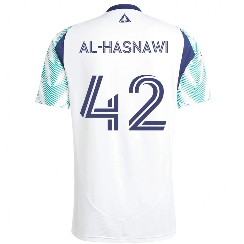 Danxen Mujer Camiseta Moshtaba Al-Hasnawi #42 Blanco Azul 2ª Equipación 2025/26 La Camisa